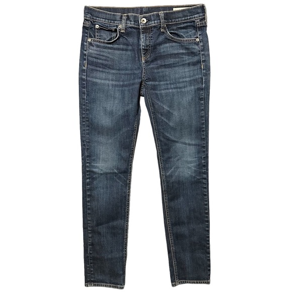 Rag and Bone Dre Denim Darker Blue Low Rise Straight Leg Jeans Womens Size 26 - Picture 1 of 9